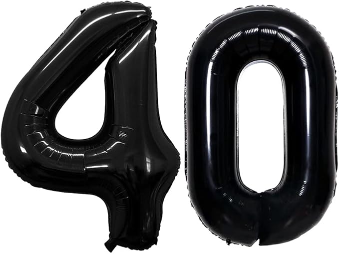 GOER Number 40 Balloons for 40th Birthday Party Decorations,42 Inch Jumbo Foil Helium Balloons for 40th Anniversary (Black)