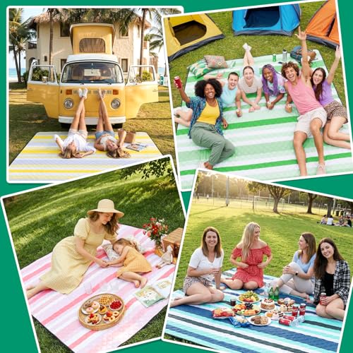 Waterproof Beach Blanket Picnic Outdoor Camping Mat Christmas Xmas Birthday Cool Practical Gift Mother Day Mom Big Sister Law Soul Bestie Best Aunt Hostess Regalos de Navidad Para Mujer Mama Abuela - color: Multi Brown