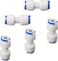 Water purifier adapter, 1/4 "FPT x 1/4" pipe quick connector, outer diameter 1/4 inch quick push plastic pipe connector, suitable for reverse osmosis filtration RODI system 5PC