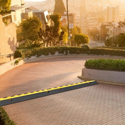 VEVOR 5 Pack Rubber Cable Protector Ramp 2 Channel Heavy Duty 66,000 lbs Load Capacity Cable Wire Cord Cover Ramp Speed Bump Driveway Hose Cable Ramp Protective Cover (2-Channel, 5 Pack-66,000 lbs) - style: 5 Pcs