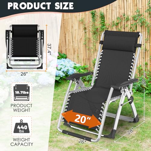 MOPHOTO Zero Gravity Chair, Outdoor Padded Lounge Chair with Side Table, Reclining Chair, Sturdy & Comfortable, Supports up to 440lbs - color: Deep Gray, style: Zero Gravity Chair