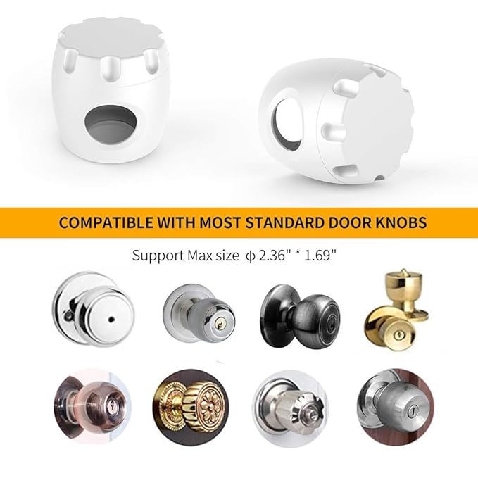 Kisangel 4Pack Baby Safety Door Knob Covers - Child Proof Door Handle Protector Child Safety Locks for Prevents Opening Doors