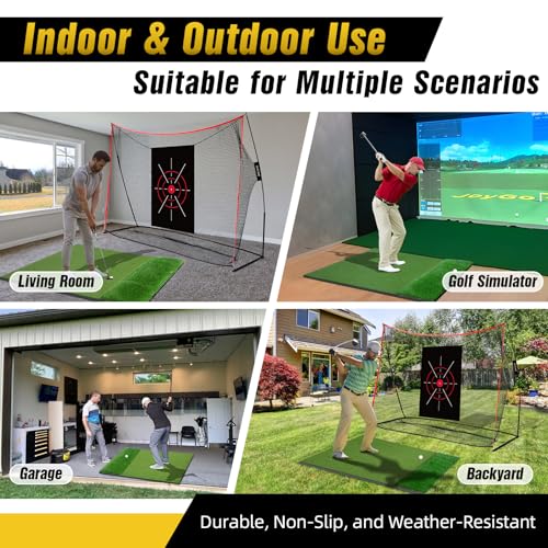 Dual-Turf Golf Mat 31mm: 6x4ft/5X5ft Extra Large Golf Hitting Mats Practice Outdoor Indoor, High-Density Artificial Turf Matt for Garage Simulator Chipping Driving Training, Ideal Gifts for Men Dad - style: 6'X4' X-Large-31mm