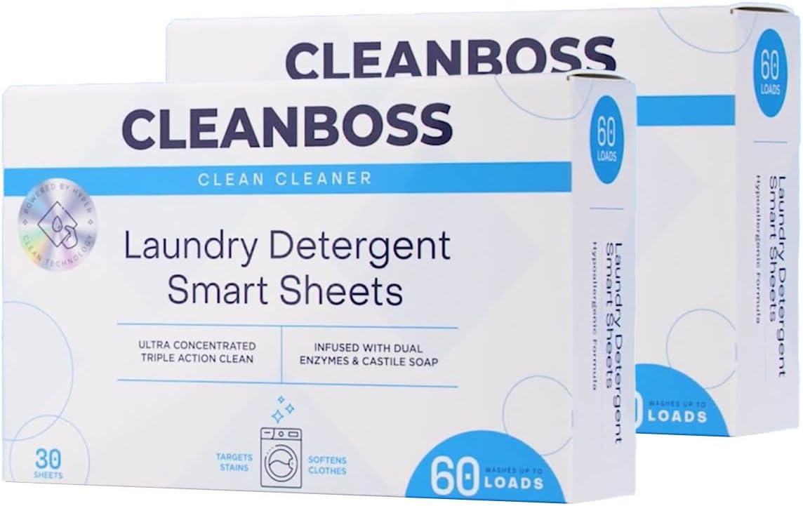 CleanBoss Laundry Detergent Smart Sheets - 60 Sheets