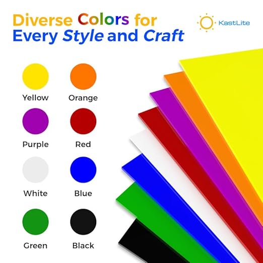 KastLite Colored Acrylic Sheets Nominal 6" x 24" - Plastic Sheet Easy to Cut, Saw, Shape, Laser Cut - Ideal for Arts & Crafts & DIY Projects- Durable, Lightweight, Scratch Resistant - Black 8 Pack