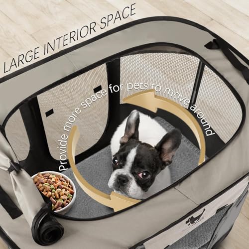 Rest-Eazzzy Dog Playpen, Foldable Kitten Playpen for Medium Dogs, Portable Pet Puppy Playpen with Removable Shade Cover, Indoor Outdoor Travel Camping Use for Small Pets with Carrying Case (S, Grey) - style: Small