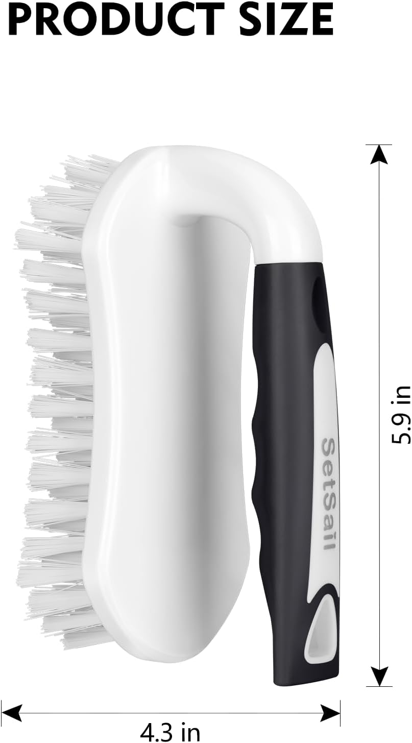 SetSail Scrub Brush, Heavy-Duty Scrub Brushes for Cleaning with Stiff Bristles Cleaning Brush for Shower, Bathroom, Carpet, Kitchen and Bathtub Scrubber - 2 Pack Black