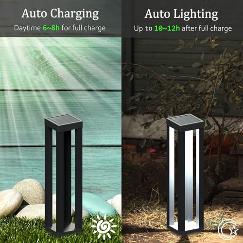 Solar Powered Outdoor Floor Lamp, Stainless Steel Solar Street Lights, Solar Floor Lamp Waterproof Deck Lights for Garden, Yard, Pathway, Porch - size: 19"H - 4Pack