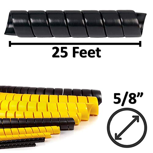 Electriduct 5/8 Inch Heavy Duty Spiral Wrap HDPE Flexible Plastic Cable Sleeve Hose Protector 25 Feet - Black - color: Black, size: 0.64 in - 25 ft