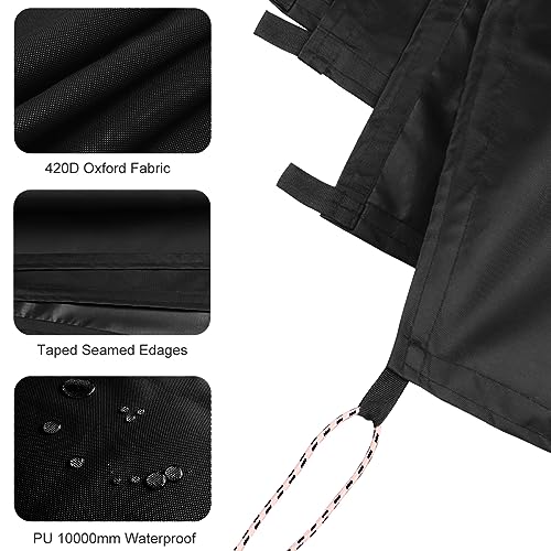 Black Waterproof Tarp Cover for Outdoor: Multi-Purpose Oxford Tarpaulin with Reinforced Webbing Loops for Camping Boat Pool Roof Tent - Durable and Tear Resistant (10ftx12ft) - size: 10x12ft