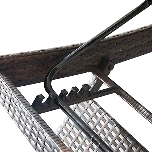 Outdoor Patio 4 Adjustable Backrest Chaise Lounger and 2 Side End Tables, 6 Piece Lounge Chair Patio Pool Outside Rattan Reclining Lounge Chairs with Coffee Table - color: 4 Chairs + 2 Tables