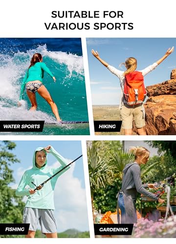 Willit Women's UPF 50+ Sun Protection Hoodie SPF Shirt Long Sleeve Hiking Fishing Outdoor Shirt Lightweight Hoodie - color: Blue, size: 3X