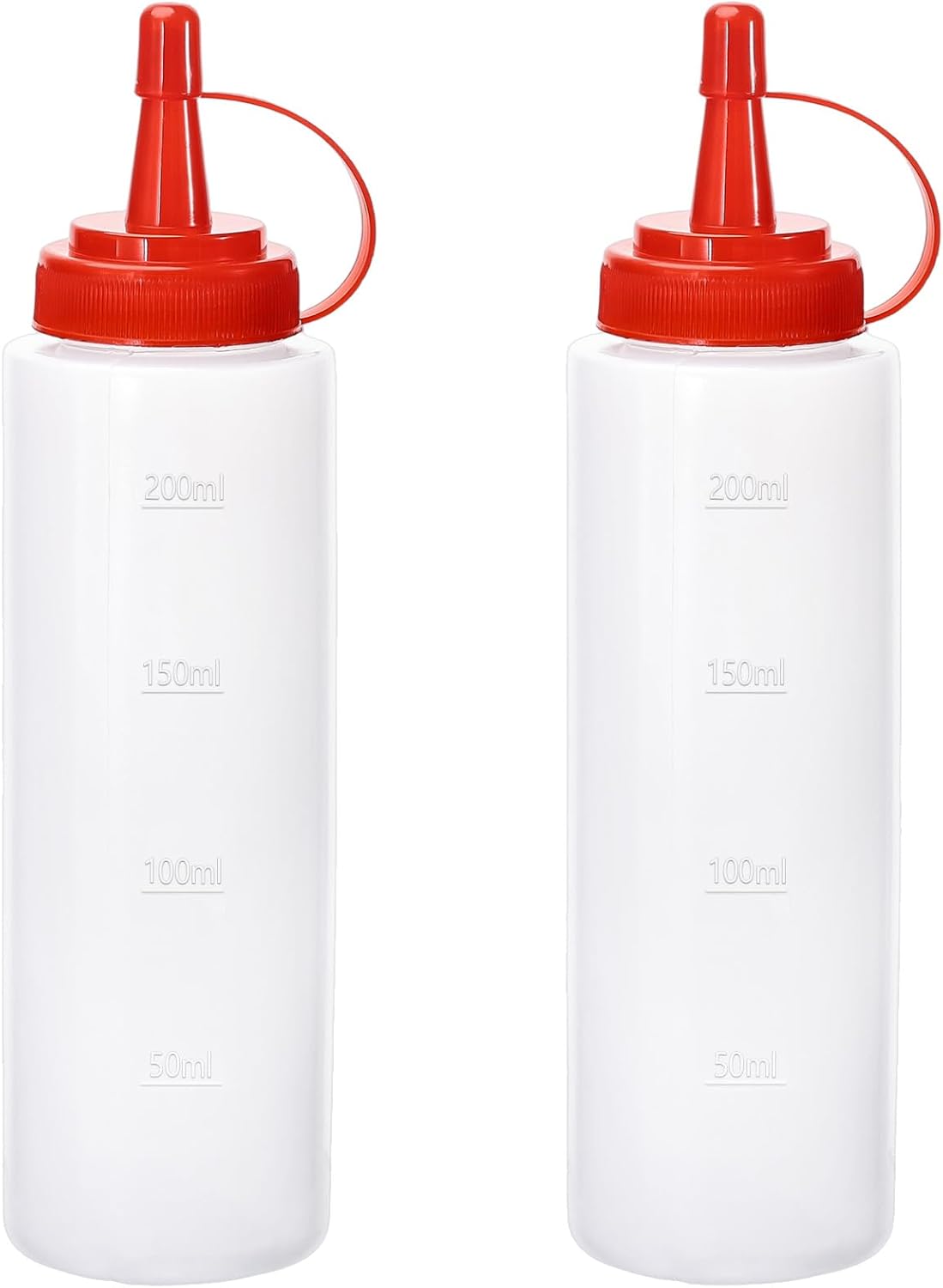 Condiment Squeeze Bottles Ketchup Dispenser, 2 Pack 8oz Squeeze Bottles for Liquids, Plastic Sauce Bottle with Cap Lid, Squirt Bottles for Sauces Liquids BBQ Dressing Pancake Art