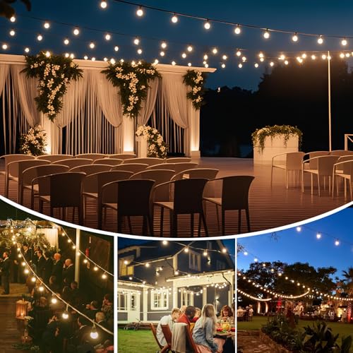240FT Solar String Lights Outdoor Waterproof with Remote, G40 Solar Powered String Lights with 80+3 LED Shatterproof Bulbs, Dimmable Solar Patio Hanging Lights for Outside Backyard Party - size: 240FT