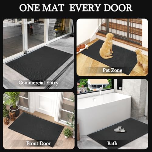 3'X5'Mesh Dirt Trapper Mat,Heavy Duty Welcome Mat,Commercial Floor Rugs,Front Door Carpet for Indoor & Outdoor,Sand Catcher Door Mat,Anti-Slip Rubber Backing,Black - size: 3' x 5' (Rectangular)