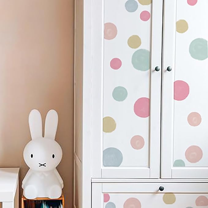 Colorful Polka Dot Wall Decals 36 PCS, Watercolor Dots Wall Sticker for Girls Bedroom Removable Wall Decals Nursery Kids Room Decor (6 Sheets)