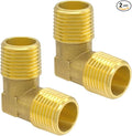 Hooshing 2PCS 90 Degree Street Elbow 1/2" NPT Male to 1/2" NPT Male Solid Brass Pipe Fitting