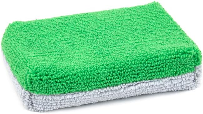Autofiber Thin [Saver Applicator Terry] Ceramic Coating Applicator Sponge | 12 Pack | with Plastic Barrier to Reduce Product Waste. (Green/Gray)
