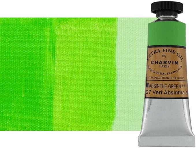 Charvin Extra Fine Oil Paint, Absinthe Green 20 ml - Triple-Milled, Rich Texture, Poppy Oil-Based, Light-Fast, Handmade, Archival Quality