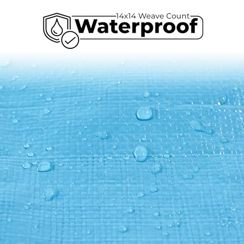 Tarps Heavy Duty Waterproof 16x20-12 mil Thick Camping Tent - Blue Tarp 16x20 UV Resistant, Rip & Tear Proof with Metal Grommets – Multipurpose Use for Camping, Tent, Boat, RV, Car, & Pool Cover - size: 16'x20'