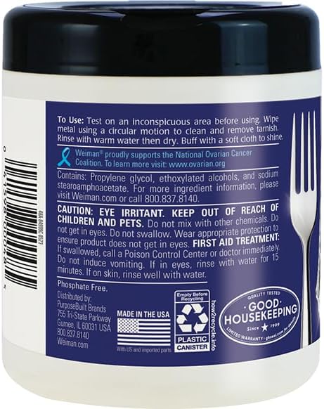 Weiman Jewelry Polish Cleaner, Tarnish Remover Wipes - 40 Count - Use on Silver Jewelry Antique Silver Gold Brass Copper and Aluminum