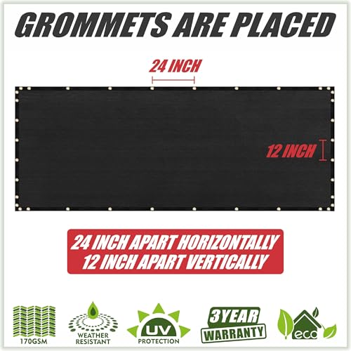 ColourTree Customized Size Fence Screen Privacy Screen Black 4' x 3' - Commercial Grade 170 GSM - Heavy Duty - 3 Years Warranty & Cable Zip Ties Included - color: Black 2nd Generation, size: 4' x 3' Custom Made Size
