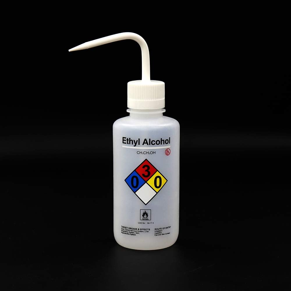 2pcs of Self-Venting Safety Wash Bottles, Vol.500ml 17oz, Ethyl Alcohol Wash Bottle, LDPE Material, LVM001