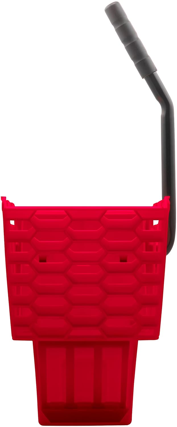 Carlisle FoodService Products Mop Bucket with Side-Press Wringer & Soiled Water Insert for Floor Cleaning, Restaurants, Office, And Janitorial Use, Polypropylene, 35 Quarts, Red