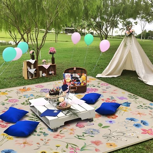 Supfitness Extra Large Picnic Blankets Waterproof Foldable (60 "x 80") Beach Blanket Waterproof Sandproof,3-Layer Thicking Mat Outdoor Packable Camping Blanket - color: Light Yellow, size: 60x80in
