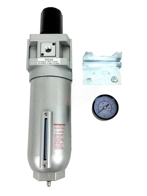 FR926N 3/4" Industrial Pressure Regulator/Particulate Filter Water Trap Manual Drain - for Compressed Air Treatment - Air Pressure Regulators Combo - 160 CFM Flow Rate, 250 PSI Max Input, 11 oz