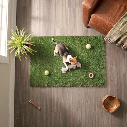 Ottomanson Dog Grass Mat 2' x 2'7" – Artificial Grass Pad for Dogs, Balcony & Patio, Turf for Pet Training & Potty, Drainage Holes & Easy to Clean - size: 2-ft