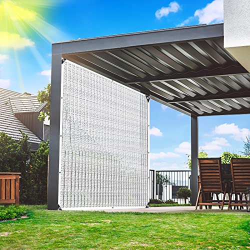 Aluminum Shade Cloth -90% for Car Tent Pavilion Shade,Reflective Sun Shade Cloth for Garden Patio Pergola Cover Shade Sails, Silvery Durable Shade Neting for Backyard Dog Chicken Coop - size: 12'x16'