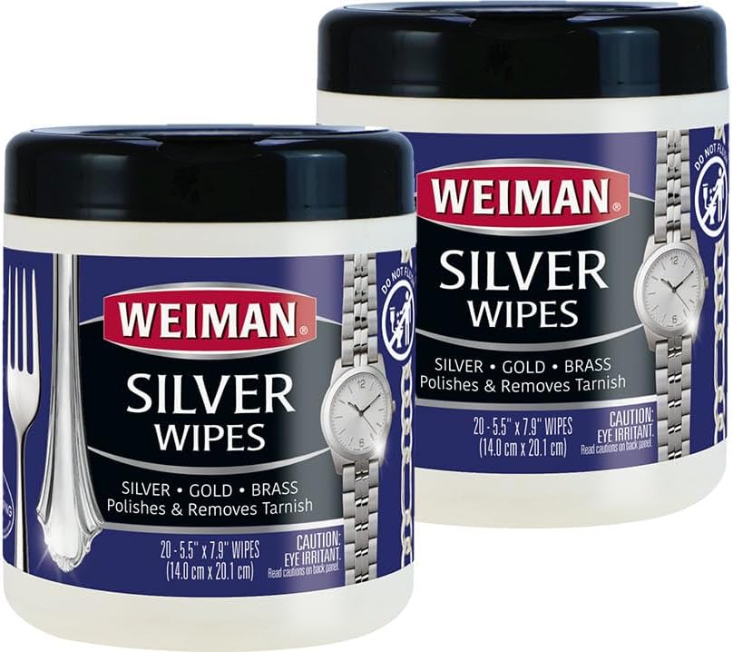 Weiman Jewelry Polish Cleaner, Tarnish Remover Wipes - 40 Count - Use on Silver Jewelry Antique Silver Gold Brass Copper and Aluminum