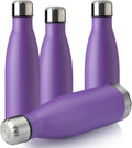 MEWAY 17oz Sport Water Bottle 4 Pack Vacuum Insulated Stainless Steel Leak-Proof Double Wall Cola Shape Water Bottle,Keep Drinks Hot & Cold(Purple,4 Pack)