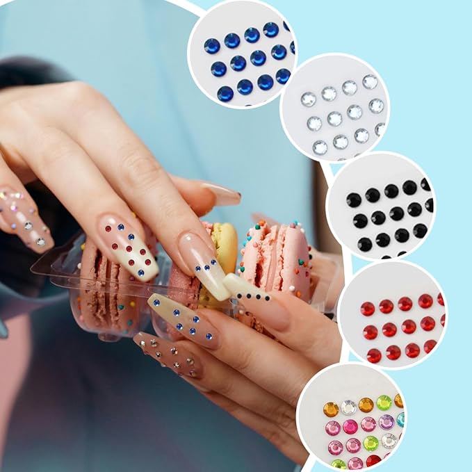 4 Sheets Self Adhesive Pearl Stickers, Self 4 Sizes Bling Rhinestone Sticker, Rhinestone Stickers,Flat Back Pearls Sticker for DIY Crafts Craft Card Decorations Nail Art Beauty Makeup (White)