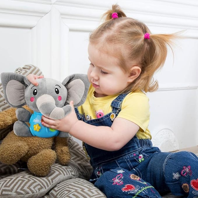 STEAM Life Baby 3-6 Months Boy Gifts Musical Toys Plush Elephant Infant 0-6 6-12 Month Light Up Stuffed Aminal for Newborn Toddler