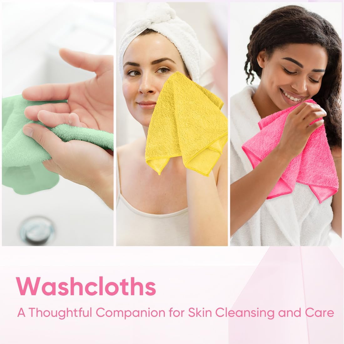 HOMEXCEL Microfiber Washcloths 12 Pack, Highly Absorbent and Soft Face Towel, Multi-Purpose Wash Cloths for Bathroom, Gym, Hotel, Spa and Kitchen, 12x12 Inch, Assorted Set