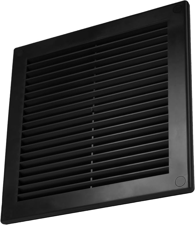 Vent Systems 8'' x 8'' Inch Black Soffit Vent Cover - Pack of 100 - Flat Square Air Vent Louver - Grille Cover - Built-in Insect Screen - HVAC Vents for Bathroom, Home Office, Kitchen 8x8 Inch