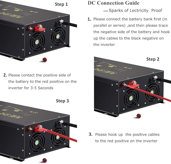 WZRELB 6000W 24V 120V Pure Sine Wave Power Inverter 4 AC Outlets Wired Remote Control,RV, Camping
