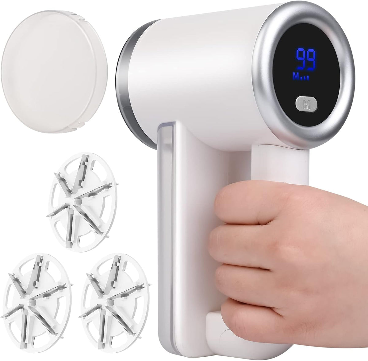 iRUNTEK Rechargeable Fabric Shaver, Electric Commercial Lint Remover with LED Display & Big Trash Box, 3-Speeds for Removing Fuzz and Pill from Clothes, Furniture, Sweater, Couch and Blanket, Silver