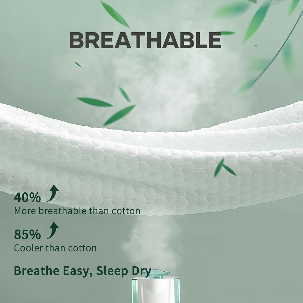 OhGeni 100% Waterproof Mattress Protector, King Size Mattress Pad, Fits 6"-20" Mattresses with Deep Pocket, Cooling, Breathable Fitted Sheets, Soft Bed Cover, Noiseless, Machine Washable