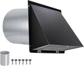 8 inch Hooded Wall Vent with Screen and Damper,Wall Vent Cover Exhaust Vent Outdoor Wall Cap Exterior Air Vent Cover for Kitchen Range Hood HVAC Duct Dryer Ventilation,Galvanized Steel,Black