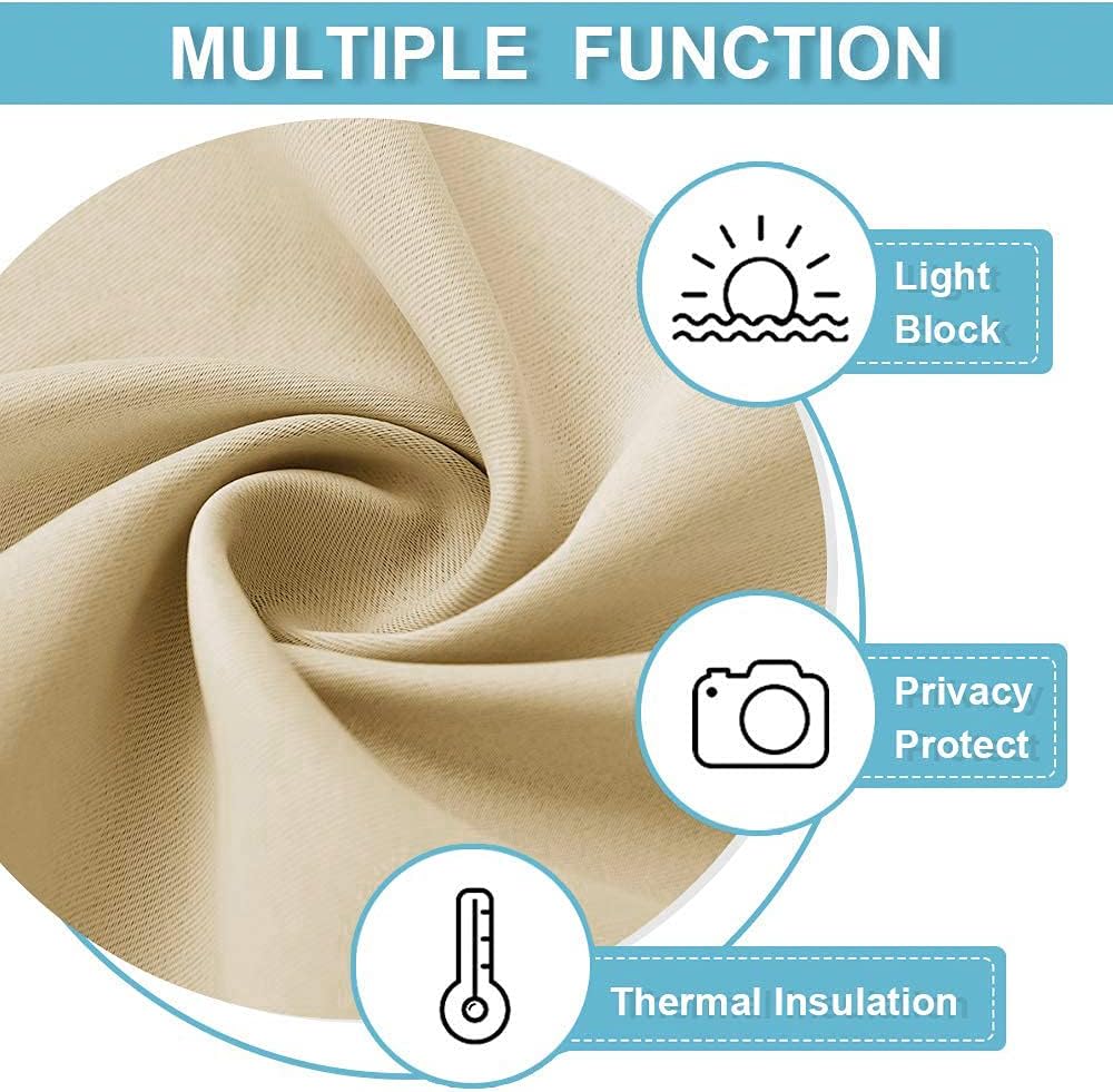 RYB HOME Half Window Curtains - Thermal Insulated Blackout Curtain Tiers Set for Kids Nursery Kitchen Dining Bedroom Bathroom Laundry, 29 inch Wide x 36 inch Long, Biscotti Beige, 1 Pair