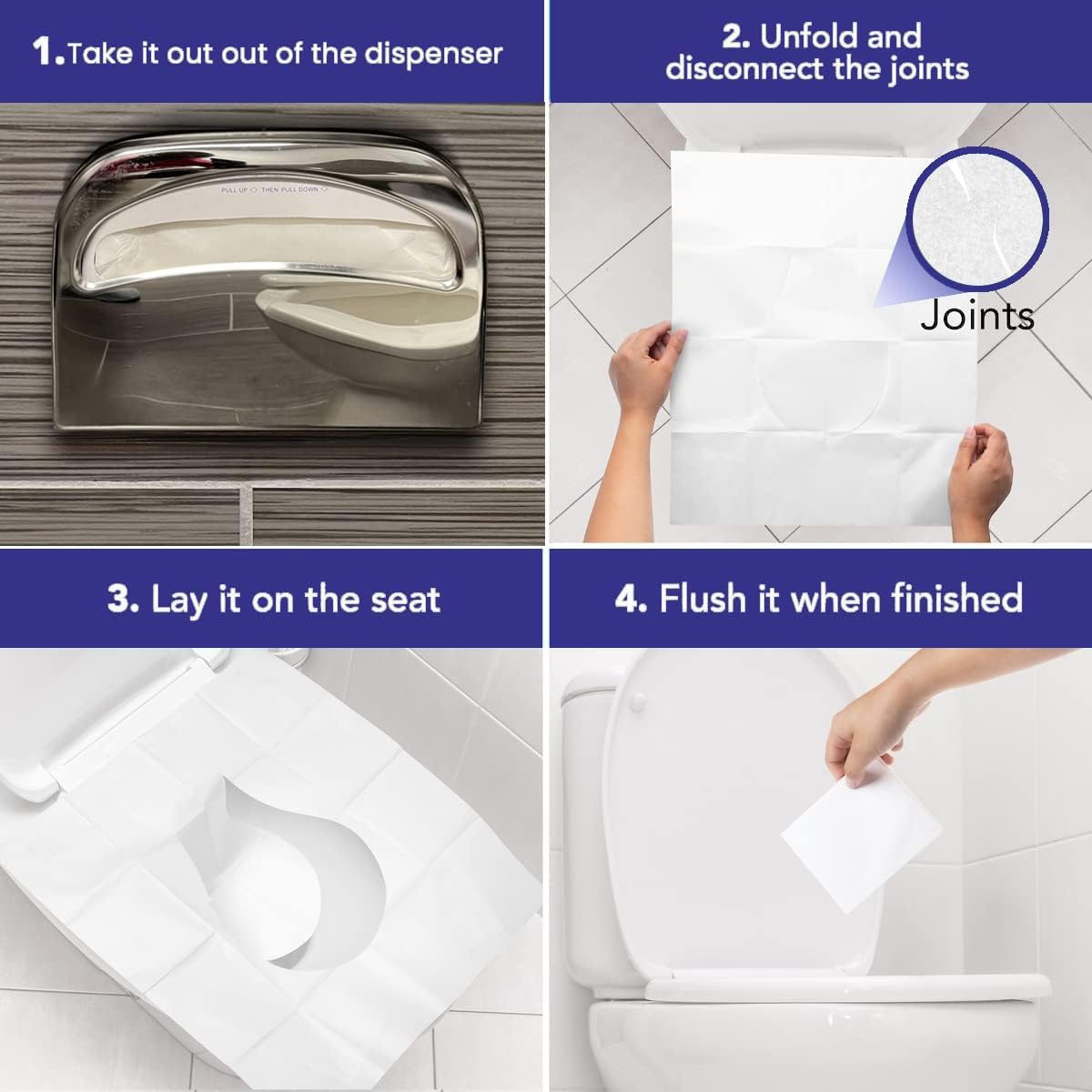 Disposable Toilet Seat Covers XL Half Fold Flushable – 400 Sheets (4 Pack) for Public Facilities, Office, School, Hotel & Business Use – Premium toilet seat cover For Commercial Wall Dispenser