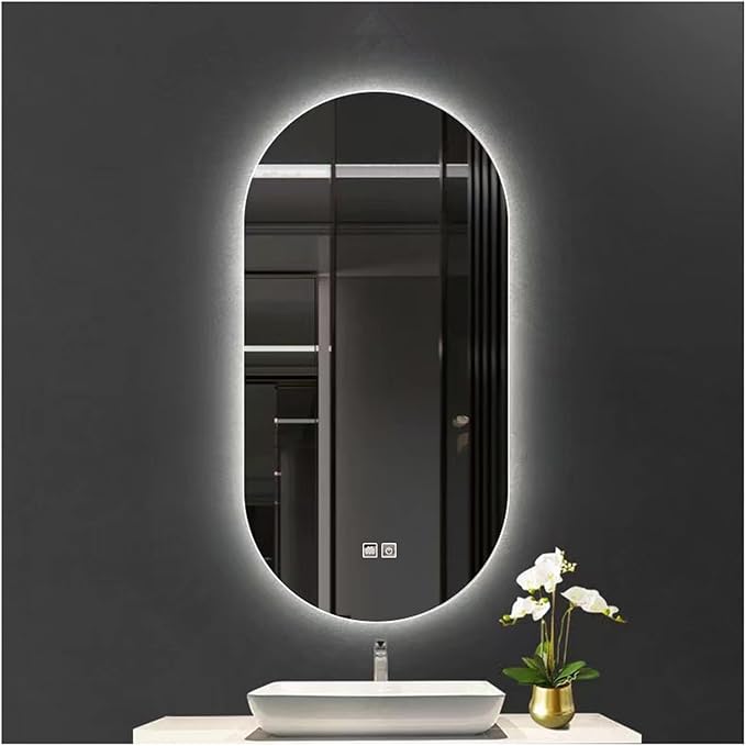 Bathroom Led Mirror ，Bathroom Mirror with LED Lights，LED Mirror for Bathroom，Backlit Bathroom Mirror ，Backlit Lighted Makeup Mirror，with Touch Sensor/Dimming/Demister pad(B,H90*W50cm/H35.4*W19.7IN)