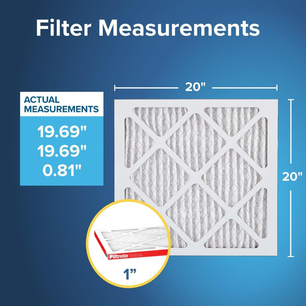Filtrete 20x20x1 AC Furnace Air Filter, MERV 11, MPR 1000, Micro Allergen Defense, 3-Month Pleated 1-Inch Electrostatic Air Cleaning Filter, 4 Pack (Actual Size 19.69 x 19.69 x 0.81 in)