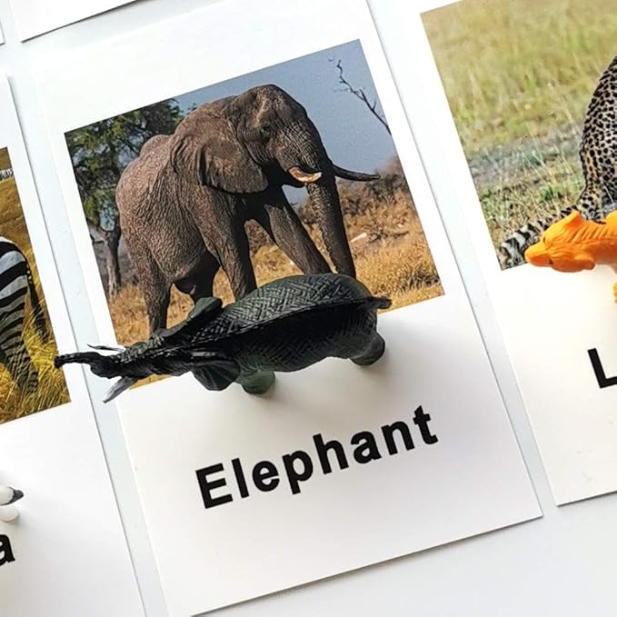 MEROCO Montessori Animal Match - Miniature Forest Animal Toy Figurines with Matching Cards Montessori Language Materials Preschool Learning Toy NEWTT0010YS3