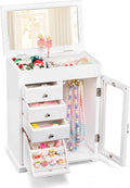 Miratino Jewelry Box for Girls, Kids Jewelry Box with Spinning Dancer, 5 Layer Large Wooden Musical Jewelry Organizer Box Gifts for Little Girls Christmas New Year Birthday Children's Day(White)