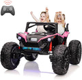 2 Seaters 24V Ride on UTV with Remote Control,10AH Battery, 400W Powerful Motors with 17" EVA Wheels, 20.5“ Seat Width Electric Ride Toy with Metal Suspension,LED Lights,Music,Horn (Rose)
