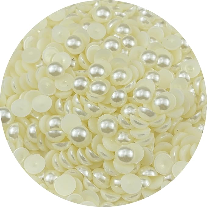 400pcs 12mm Half Pearls for Crafts Flatback Round Half Pearl Beads for Jewelry Making Nail Art Scrapbook Craft Wedding Dress Decoration(Ivory White)